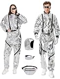 Dzorim Astronaut Kostüm Herren Frauen Faschingskostüme Damen Astronaut Overall Space Anzug Weltall Astronauten Kostüm Herren Erwachsene Damen Spaceman Raumfahrer Costume