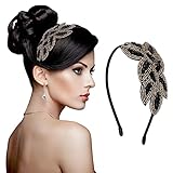 Sibba 1920er Jahre Stirnbänder für Frauen Accessoires Kristall Braut Hochzeit Schwarz Kopfschmuck 20er Strass Flapper Vintage Haar Valentinstag Accessoire Mädchen Kostüm Abschlussball Party Retro