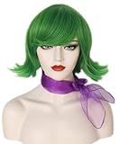 NiceLisa Kurze Schulter Länge Wellige Grüne Perücke mit Fransen Bangs Disgust Ekel Frauen Anime Rollenspiel Cosplay Kostüm Perücke