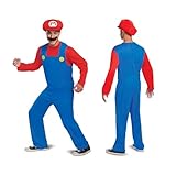 Disguise Herren Mario Kostüm, offizielles Nintendo Super Mario Bros Erwachsenenkostüm mit Hut und Schnurrbart, rot, Medium (38-40) US