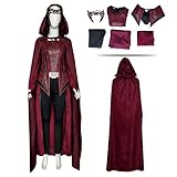 SINSEN Wanda Maximoff Kostüm Scarlet Witch Halloween Kostüm Anzug mit Wanda Umhang Kopfschmuck Halloween Party Requisiten (B, S)