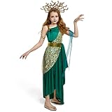 Spooktacular Creations Mädchen Medusa Kostüm, Grünes Medusa Kostüm mit Medusa Kopfbedeckung Armreif für Halloween Verkleidungspartys-M
