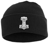 HB_Druck Thorshammer Mjolnir Umschlagmütze - Mütze - Bestickt - Einheitsgröße Schwarz