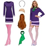 AJGEGJE Daphne Kostüm für Damen, Erwachsene Kleid mit Schal, Perücke, für Partys, Karneval& Halloween cosplay (2XL)