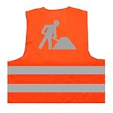 Baustelle Bauarbeiter Verkleidung Kostüm Karneval Fasching Warnweste BZW. Signalweste mit reflektierendem Aufdruck - Größe L/XL, Orange