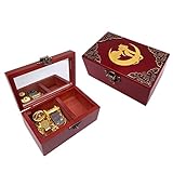 SIQI Musik-Schmuckschatulle Sailor Moon spielt Mondlicht Densetsu 18 Noten Holz Vintage Spieluhr Sammlung Dekoration Geschenk mit Spiegel und Schloss für Weihnachten, Rot, Tune: Moonlight Densetsu