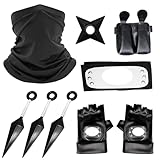 Philoctes Kostüm Schwarzes Halloween, Schwarzes Cosplay Kostüm, 9 Stück Kostüm Halloween Junge, Maske, Stirnband, Tasche, Plastische Dekoration, für Maskerade Karneval
