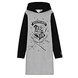 Harry Potter Hoodie Kleid, Oversized Hoodie Mädchen Lang, Sweatkleid Mädchen für Kinder und Teenager, Hogwarts Pullover Kleid (Grau/Schwarz, 9-10 Jahre)