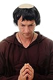 WIG ME UP - 90776-ZA103 Perücke Herren Fasching Karneval Halloween Mönch Schwarz Tonsur ABT Mittelalter