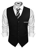 COOFANDY Weste Herren Anzugwesten V-Ausschnitt Elegant Casual Hochzeit Smoking Anzug Weste Slim fit Herrenwesten Schwarz XXXL