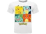 Pokémon-T-Shirt mit 4 Figuren, offizielles Lizenzprodukt, für Jungen, Weiß 7-8 Jahre