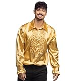 Boland- Disco Hemd mit Rüschen, Gold, für Herren, Kostüm, Party Shirt, Schlagermove, 70er Jahre, Mottoparty, Karneval
