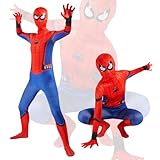 AOOWU Junge Mädchen Halloween Cosplay Kostüm, Superheld 3D Ani-me Anzug Raveparty Party Kostüm Kinder, Jumpsuit Super Kostüm Karneval für Party, Weihnachten (130cm)