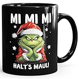 MoonWorks Grinch Tasse Anti Weihnachten Spruch Ironie Sarkasmus lustige Weihnachtsbecher Geschenke für Weihnachtsmuffel Spruch 1 schwarz standard