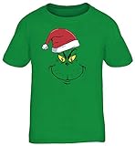 Shirtstreet Kinder T-Shirt Rundhals Mädchen Jungen Weihnachtsmuffel Face, Größe: 134/146,Kelly Green