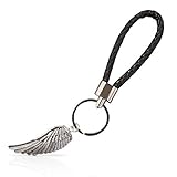 Schlüsselanhänger mit Schutzengel-Flügel - Paare Pärchen-Geschenk - Engelsflügel Anhänger Frauen Mädchen - Glücksbringer Auto-Schlüssel Männer - beste Freundin Freundschafts-Geschenk (Schwarz)