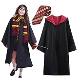 JMOCD Zauberer Cosplay Kostüm mit Krawatte,Zauberer Robe Cloak Costume für Cosplay Halloween Karneval Verkleidung Geburtstag Party. (S)