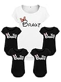 Personalisierte JGA Tshirt Damen Braut Team Brautparty Frauen Jungesellenabschied Shirt (Schwarz)