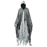 2024 Neu Halloween Geister Kostüm Erwachsene Sensenmann Gruselig Halloween Kostüm Horror Umhang Mit Kapuze - Geist Cape Outfit Geist Kostüme Halloween-Kostüm Für Herren Damen Frauen Partner