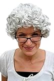 WIG ME UP - PW0035-K309 Perücke GRAU Locken Oma Omi Granny Alte Dame