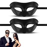 JIEYAO 2 Stück Venezianische Schwarz Maske, Herren Maskerade Masken Damen Gesichtsmaske Maskenball Retro Augenmaske Klassische Zorrostyle Masken Kostüm für Kostümball Masquerade Karnevalsparty Cosplay