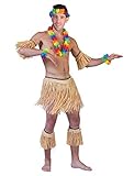 Hawaii Kostüm Set Natur 5-tlg. - Bastrock und Stulpen für Südsee Jamaika Beachparty Festival