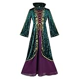 Richolyn Winifred Sanderson Kostüme Kleid – Mittelalterliches grünes Samtkleid für Damen – Sanderson Sisters Kostü Halloween Karneval Hexe Cosplay