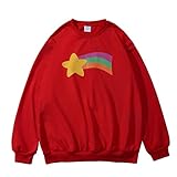 Mabel Pines Cosplay Kostüm Pullover Regenbogen Rundhals Sweatshirt Langarm Top für Damen Mädchen, Rot/Ausflug, einfarbig (Getaway Solids), 4X-Large