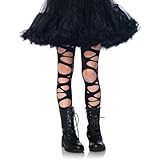 LEG AVENUE Blickdichte Strumpfhose mit Löchern Punk Kinder - Schwarz