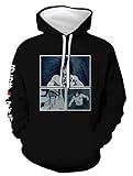 Syqiya Anime Sweatshirt 3D Druck Kapuzenpullover Uchiha Madara Cosplay Kostüm Herren Damen Unisex T Style Schwarz L (Chest 110cm)