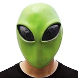 PartyHop Alien Latex Vollkopfmaske für Halloween Kostüm Party Karneval Cosplay Bereich 51 Grün Alien Außerirdische