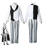 Jiumaocleu Bungou Stray Dogs Nikolai Gogol Cosplay Kostüm Outfit Full Set Anzug Uniform Halloween Party Dress Up mit Hut und Zubehör für Männer Jungen