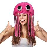 Hooin Quallen-Kostümhüte. Handgefertigter Quallen-Kostüm-Partyhut. Kostüm-Kopfbedeckung in Erwachsenengröße. (Rosa)