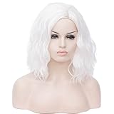 ATAYOU Damen Kurze Weiße Haar Perückefür Karneval Fasching Fastnacht Halloween CosplayKostüm (Weiß)