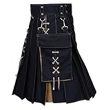 Schottischer Kilt Herren Kariert Klassischer Schottische Tartan Kilt Goth Rock Minirock Bequeme Highland Schottenrock Traditioneller Taschenröcke Mittelalterlich Kostüme