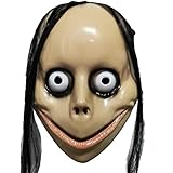 Momoo Face Cover – Gruselige Momoo-Maske | Momoo Kostümmaske mit langen Haaren, gruselige -Kopfbedeckung, Momoo-Kostüm-Maske, Cosplay-Zubehör für Halloween