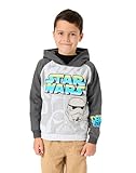 Star Wars Jungen Kapuzen Sweatshirt | Kinder Zweifarbiger Grafik Kapuzenpullover in Grau | Dark Side Stormtrooper Darth Vader Bekleidung Pullover im Graffiti-Stil | Sci-Fi-Film Charakter Merchandise