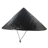 Zhou-long Handgefertigter japanischer Samurai-Hut Cosplay Ritter schwarze Bambuskappe, Schwarz , Dia.16.5 inches Deep 7 inches