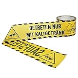 Lustiges Party-Absperrband „Saufstelle“ – 50m Flatterband für Malle, Festivals, JGA & Geburtstag – Bierparty-Deko, Camping Zubehör, Festival Gadgets & Trinkzubehör für Männer