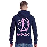 Elbenwald Sailor Moon Hoodie mit Silhouette Motiv für Anime Fans Herren Damen Unisex Baumwolle blau - L