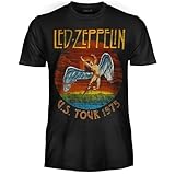 Led Zeppelin T-Shirt U.S. Tour 1975 Offizielles T-Shirt Band Rock Unisex Erwachsene Jungen, Us Tour, XL