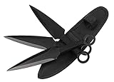 BSH Adventure Wurfmesser Set mit Holster aus Cordura - 3 Stück - Full Tang Glatter Klinge - Edelstahl 420 - Messergewicht 90 g - Gesamtlänge 23 cm