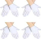 SATINIOR Halloween Kinder Baumwolle Handschuhe Weiß Handschuhe für Mädchen Jungen Kostüm Handschuhe für Cosplay Verkleidung (4 Paar)