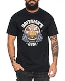 Saitama Gym - Herren T-Shirt Son Ruffy Luffy Saitama One Dragon Goku Ball Vegeta Punch Man Piece, Farbe:Schwarz, Größe:L