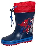 Marvel Jungen Spiderman Gummistiefel mit Bindeband Kinder Gummistiefel Superhelden Gummistiefel Regenstiefel Navy 1 UK/EU 33
