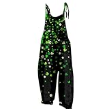 Blaue Latzhose Damen Hosenanzug Damen Festlich Kostüm Overall Damen Kleeblatt Druck St Patricks Day Jumpsuit Spaghetti Jumpsuit Rückenfrei Playsuit Kuschelig Latzhose Festlich Schwarz XXL