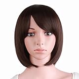 MapofBeauty 12'/30cm Kurze Glatte Haare Weibliche Rollenspiel BOB Perücke (Dunkel Braun)