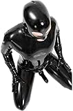 HERREN SHINY LACK LEDER KATZE ANZUG GANZKÖRPER MÄNNER SEXY LATEX REISSVERSCHLUSS OVERALL GUMMI KLEIDUNG SCHWARZ (XL)