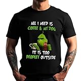Weihnachts T-Shirt Christmas Anime-Charaktere Unisex Weihnachts T-Shirt Lustiges Kurzarm Rundhals-Shirt Mit Cartoon-Print T-Shirt Polyester Für Herren und Damen (L)