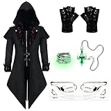 IEEILULU Steampunk Herren Jacke mit Kapuze, Gothic Frack Herren Mantel, Mittelalter Retro Renaissance Jacke, Vintage Viktorianischen Smoking Halloween Fasching Karneval Kostüm (Mit Kapuze, 2XL)
